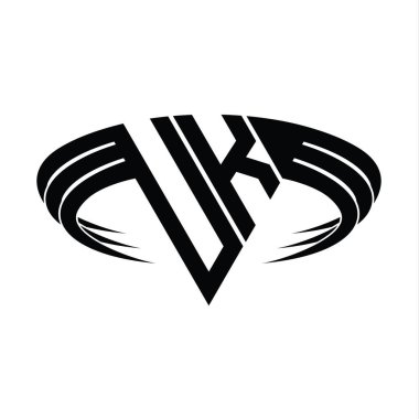 Üçgen dilimli tasarım şablonlu UK Logo harfi monogramı