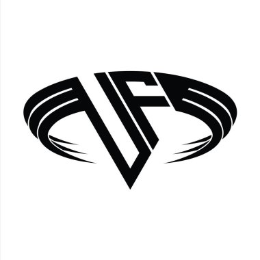 Üçgen dilim şekil tasarım şablonlu UF Logo harfi monogramı