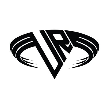 UR Logo harfli ve üçgen dilimli tasarım şablonlu monogram