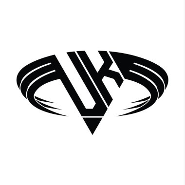 Üçgen dilim şekil tasarım şablonlu VK Logo harfi monogramı