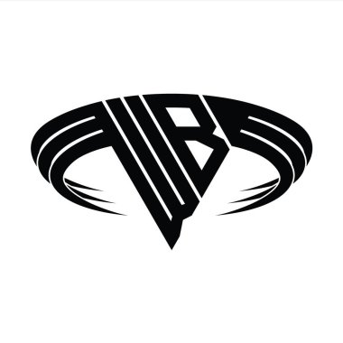Üçgen dilim şekil tasarım şablonlu WB Logo harfi monogramı