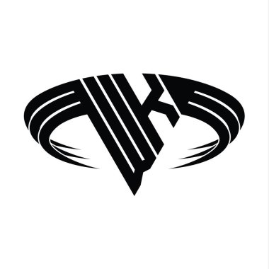 Üçgen dilim şekil tasarım şablonlu WK Logo harfi monogramı