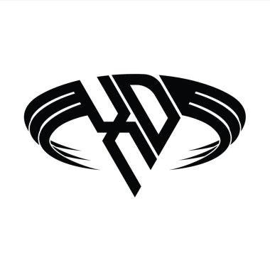 Üçgen dilim şekil tasarım şablonlu XD harf monogramı