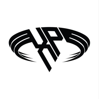 Üçgen dilim şekil tasarım şablonlu XP Logo harfi monogramı