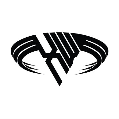 Üçgen dilim şekil tasarım şablonlu XW harf monogramı