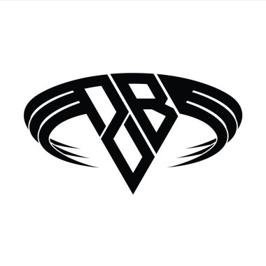 Üçgen dilim şekil tasarım şablonlu ZB Logo harfi monogramı