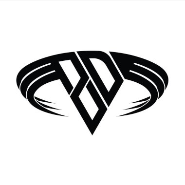 Üçgen dilim şekil tasarım şablonlu ZD Logo harfli monogram