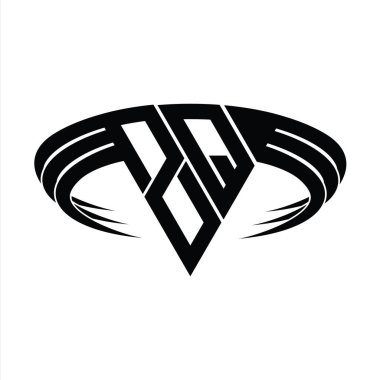 Üçgen dilim şekil tasarım şablonlu ZQ Logo harfli monogram