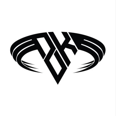 Üçgen dilim şekil tasarım şablonlu ZK Logo harfi monogramı