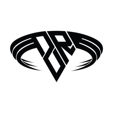 Üçgen dilim şekil tasarım şablonlu ZR Logo harfi monogramı