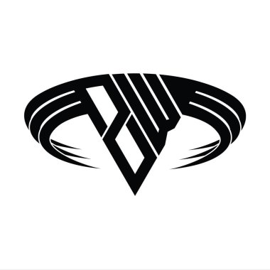 Üçgen dilim şekil tasarım şablonlu ZW Logo harfi monogramı