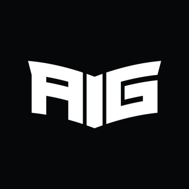 Kalkan dilimi şeklindeki siyah arkaplan tasarım şablonlu AG logo monogramı