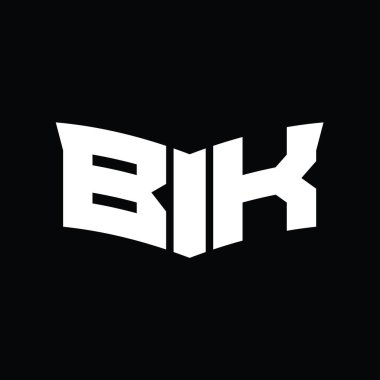 Kalkan dilimi şeklindeki siyah arkaplan tasarım şablonu ile BK Logo monogramı