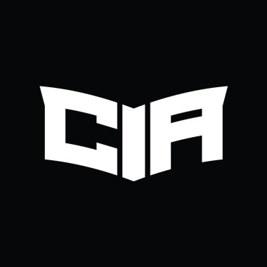 CA logo monogramı kalkan dilimi şekilli siyah arkaplan tasarım şablonu