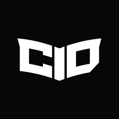 Kalkan dilimi şeklindeki siyah arkaplan tasarım şablonu içeren CD logo monogramı