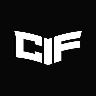 Kalkan dilimi şekilli siyah arkaplan tasarım şablonu ile CF Logo monogramı