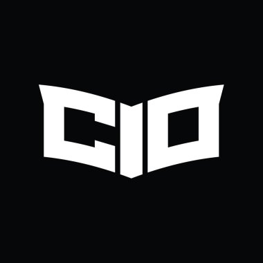 Kalkan dilimi şeklindeki siyah arkaplan tasarım şablonu ile CO logo monogramı