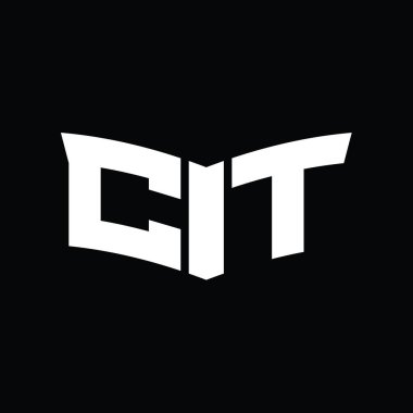Kalkan dilimi şeklindeki siyah arkaplan tasarım şablonlu CT logo monogramı