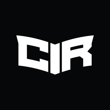 Kalkan dilimi şekilli siyah arkaplan tasarım şablonu ile CR logo monogramı