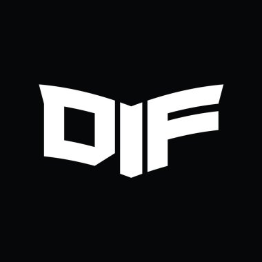 Kalkan dilimi şekilli siyah arkaplan tasarım şablonlu DF logo monogramı