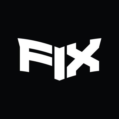 Kalkan dilimi şekilli siyah arkaplan tasarım şablonu ile FX Logo monogramı