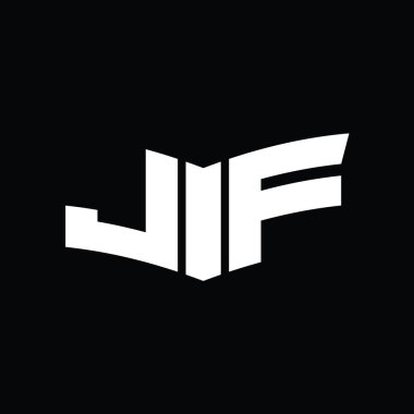 Kalkan dilimi şekilli siyah arkaplan tasarım şablonu ile JF Logo monogramı