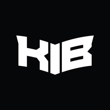 Kalkan dilimi şekilli siyah arkaplan tasarım şablonu ile KB logo monogramı