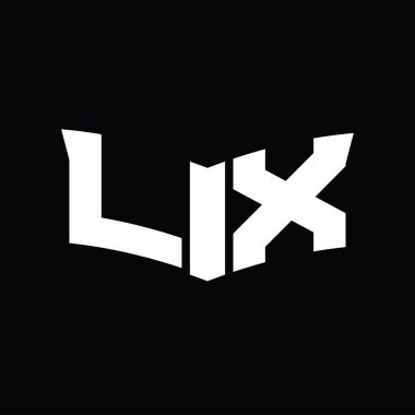 Kalkan dilimi şeklindeki siyah arkaplan tasarım şablonu ile LX Logo monogramı