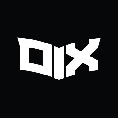 Kalkan dilimi şeklindeki siyah arkaplan tasarım şablonlu OX logo monogramı