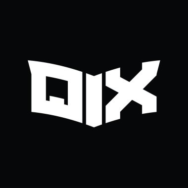 Kalkan dilimi şeklindeki siyah arkaplan tasarım şablonu ile QX Logo monogramı