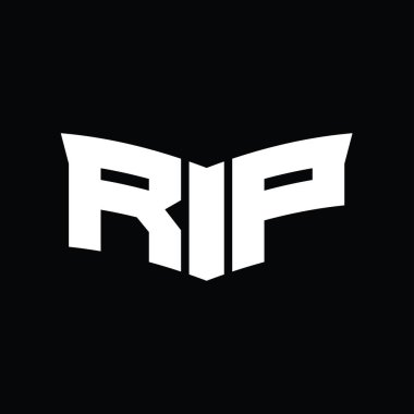 Kalkan dilimi şekilli RP monogramı siyah arkaplan tasarım şablonu