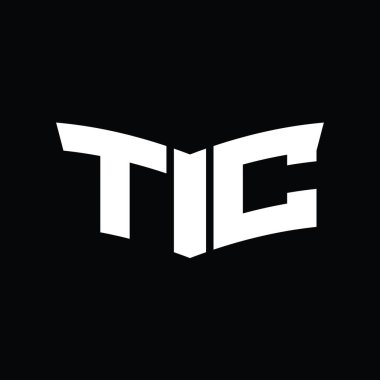 Kalkan dilimi şeklindeki siyah arkaplan tasarım şablonlu TC logo monogramı