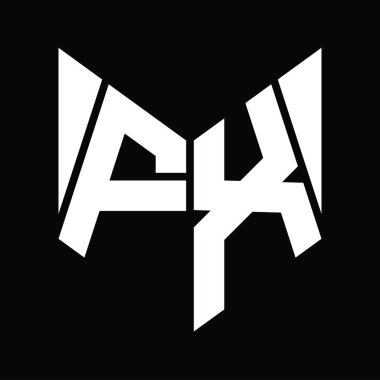 FX Logo monogram with hexagon slice shape design template