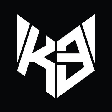 KE Logo monogram with hexagon slice shape design template