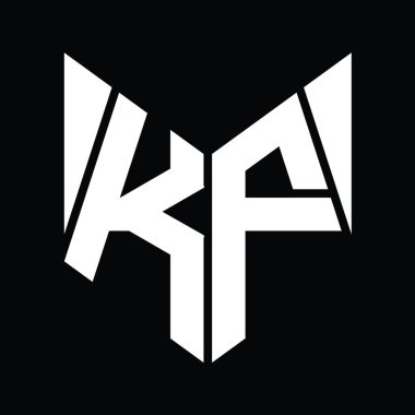 KF Logo monogram with hexagon slice shape design template