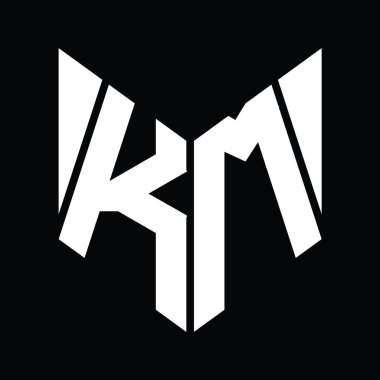 KM Logo monogram with hexagon slice shape design template