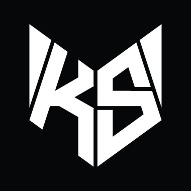 KS Logo monogram with hexagon slice shape design template