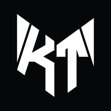KT Logo monogram with hexagon slice shape design template