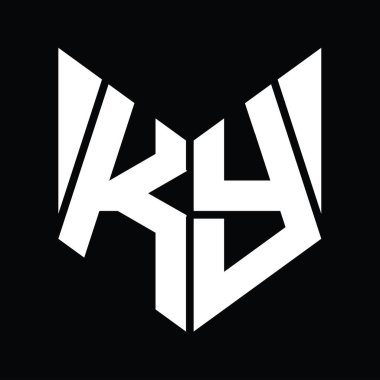 KY Logo monogram with hexagon slice shape design template