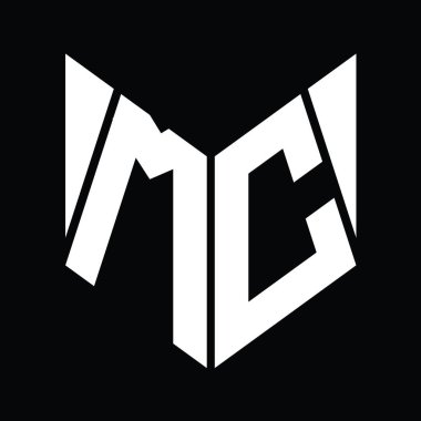 MC Logo monogram with hexagon slice shape design template