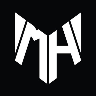MH Logo monogram with hexagon slice shape design template