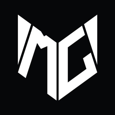 MJ Logo monogram with hexagon slice shape design template