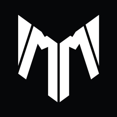 MM Logo monogram with hexagon slice shape design template
