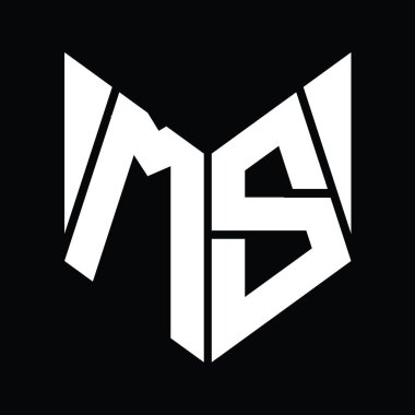 MS Logo monogram with hexagon slice shape design template