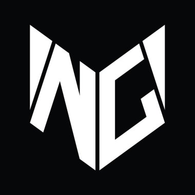 NJ Logo monogram with hexagon slice shape design template