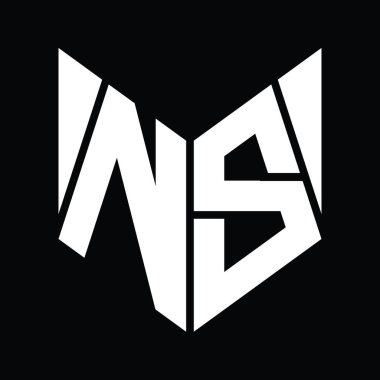 NS Logo monogram with hexagon slice shape design template