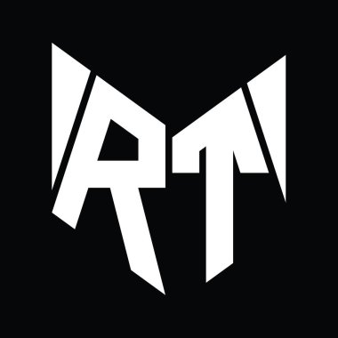 RT Logo monogram with hexagon slice shape design template
