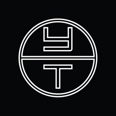TY Logo monogram abstract inside circle stripe vector images design template