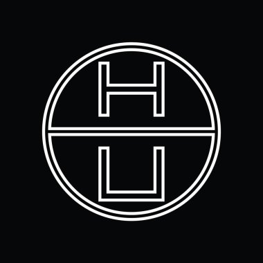 UH Logo monogram abstract inside circle stripe vector images design template