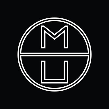 UM Logo monogram abstract inside circle stripe vector images design template